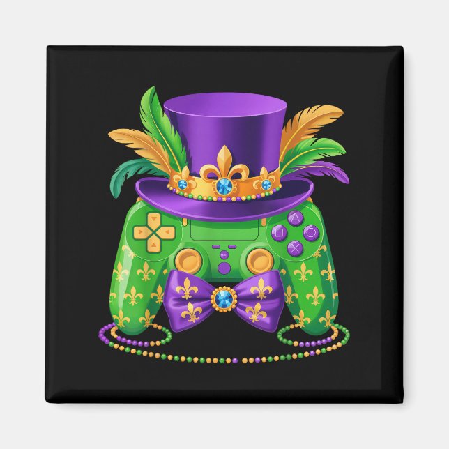 Mardi Gras Video Game Controller Jester Hat Gamer  Magnet (Front)