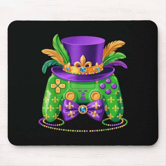 Mardi Gras Video Game Controller Jester Hat Gamer  Mouse Pad (Front)