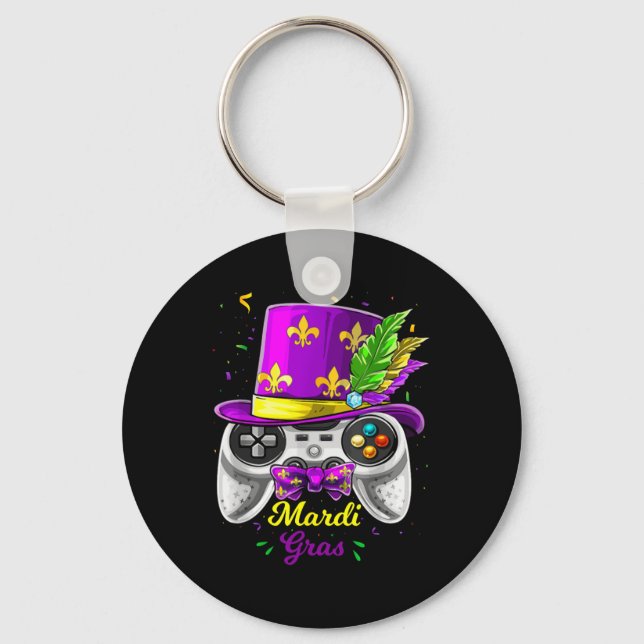 Mardi Gras Video Game Controller Jester Mask Costu Key Ring (Front)