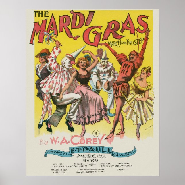 Mardi Gras Vintage Yellow Poster (Front)