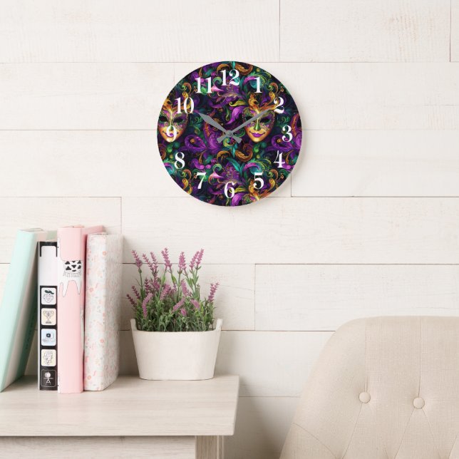 Mardi Gras Wall Clock (Reading Room)