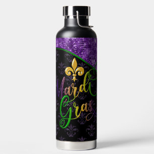 Mardi Gras Water Bottle, Mardi Gras Purple Glitter Water Bottle