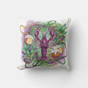 Mardi Gras Watercolor Celebration  Cushion