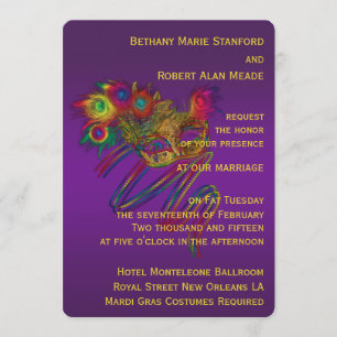 Mardi Gras Wedding Invitation