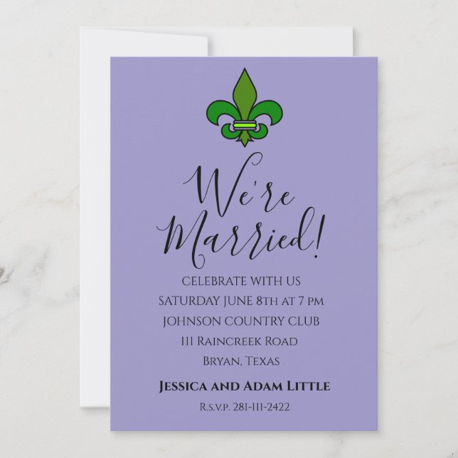 Mardi Gras Wedding Party Invitations (Front)
