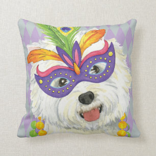 Mardi Gras Westie Cushion