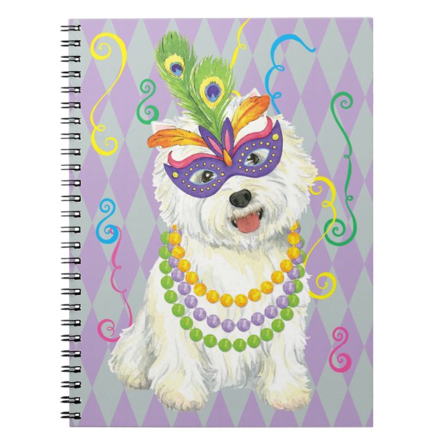 Mardi Gras Westie Notebook (Front)