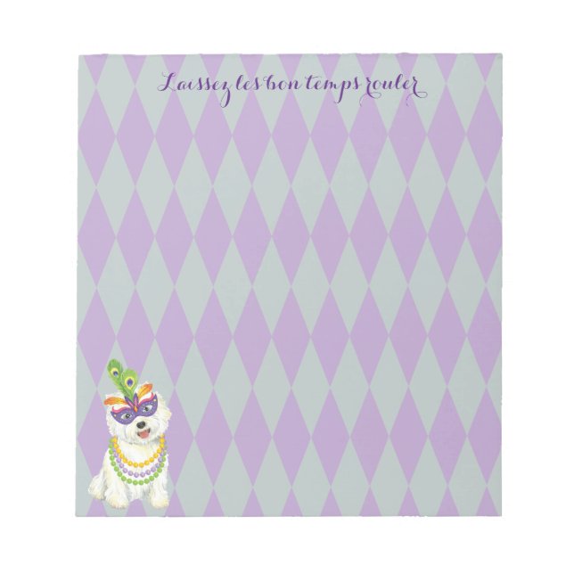 Mardi Gras Westie Notepad (Front)