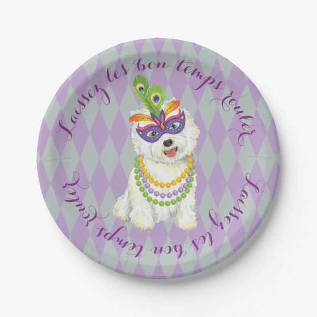 Mardi Gras Westie Paper Plate (Front)