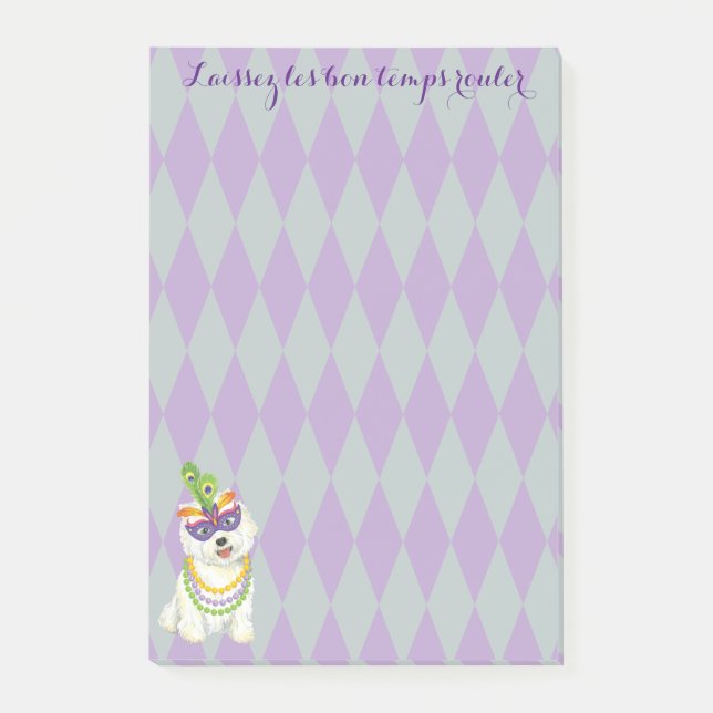 Mardi Gras Westie Post-it Notes (Front)