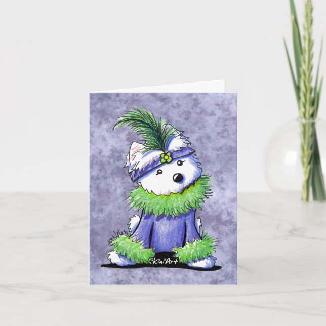 Mardi Gras Westie Terrier Card (Front)