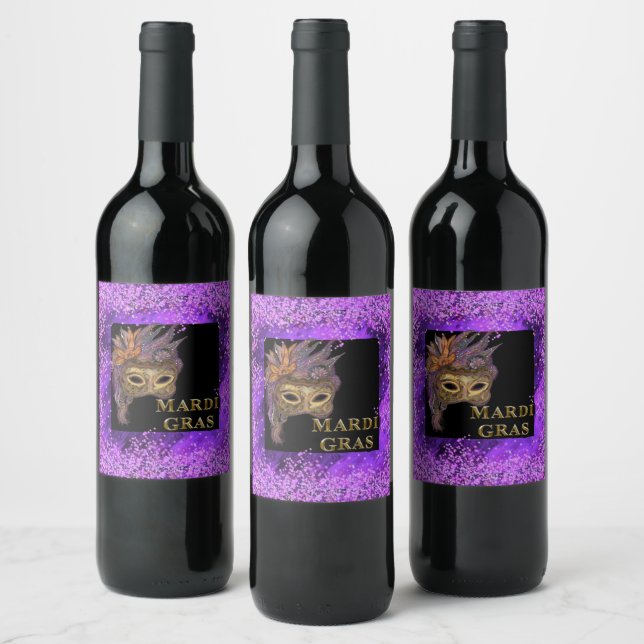 Mardi Gras Wine Label (Bottles)