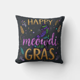 Mardi Gras with cat Cushion