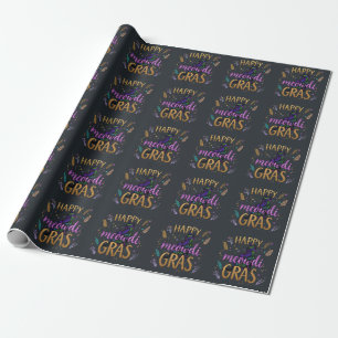 Mardi Gras with cat Wrapping Paper