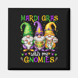 Mardi Gras With My Gnomies Squad Gnomes 2025 Costu Magnet