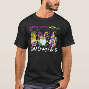 Mardi Gras With My Gnomies Three Gnome Costume Gif T-Shirt
