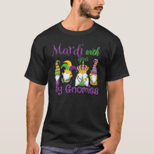 Mardi Gras With My Gnomies Three Gnome Costume T-Shirt