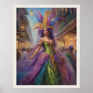 Mardi Gras Woman Costume New Orleans Poster