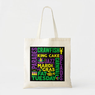 Mardi Gras Word Mashup Parade Fat Tuesday Carnival Tote Bag