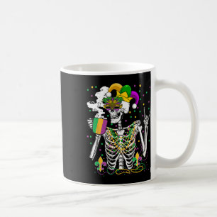Mardi Gras X-ray Skeleton Drinking Coffee Cute Hea Mug