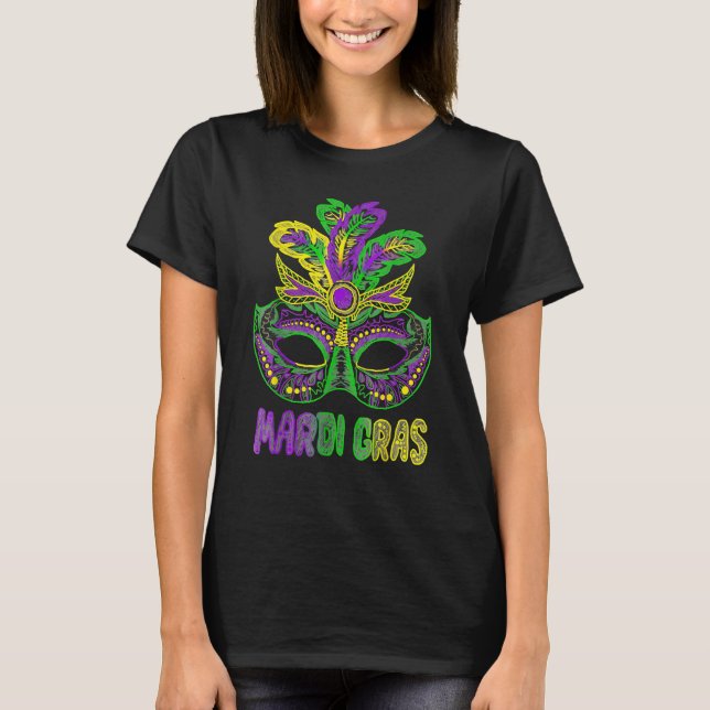 Mardi Gras Yall Carnival Mask Beads Costume New Or T-Shirt (Front)