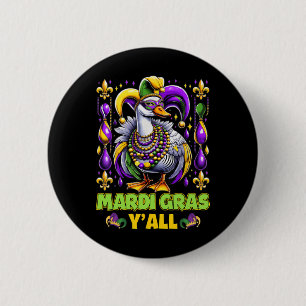 Mardi Gras Y'all Duck Fleur-de-lis Parade Carnival 6 Cm Round Badge