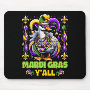 Mardi Gras Y'all Duck Fleur-de-lis Parade Carnival Mouse Pad