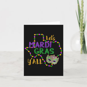 Mardi Gras Y'all Galveston Fun Cute Beads And Mask Card