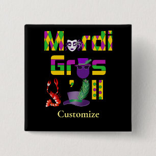 Mardi Gras Y'all Thunder_Cove 15 Cm Square Badge