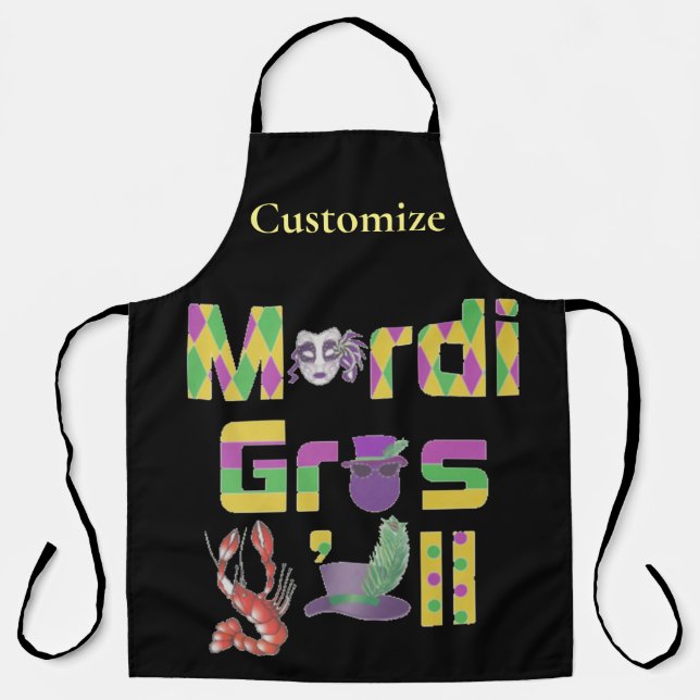 Mardi Gras Y'all Thunder_Cove Apron (Front)