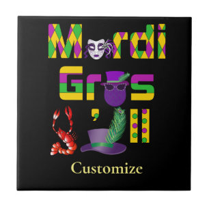Mardi Gras Y'all Thunder_Cove Ceramic Tile