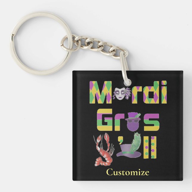 Mardi Gras Y'all Thunder_Cove Key Ring (Front)