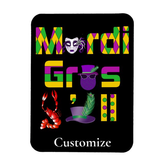Mardi Gras Y'all Thunder_Cove Magnet (Vertical)