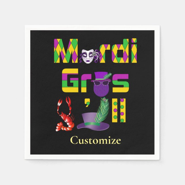 Mardi Gras Y'all Thunder_Cove Napkin (Front)