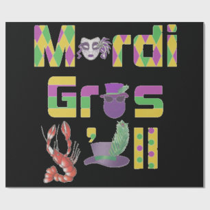 Mardi Gras Y'all Thunder_Cove Wrapping Paper