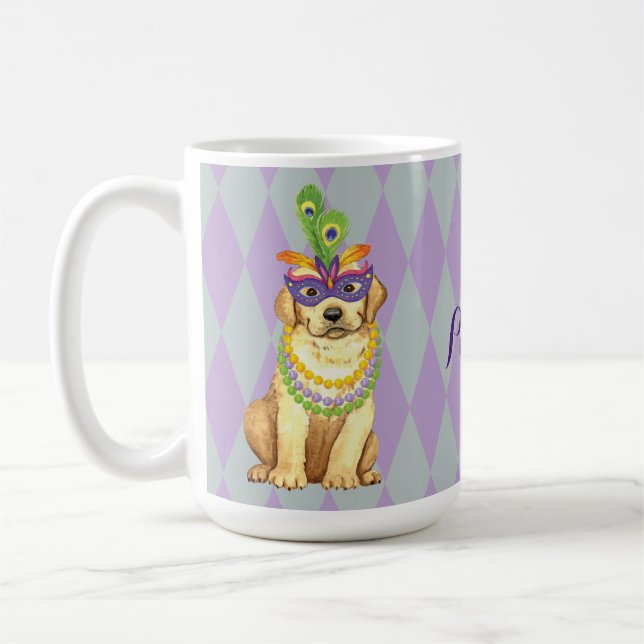 Mardi Gras Yellow Lab Coffee Mug (Left)