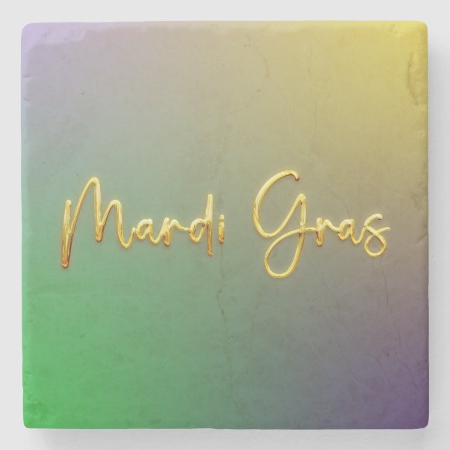 Mardi Gras Yellow, Purple, Green Stone Coaster (Front)