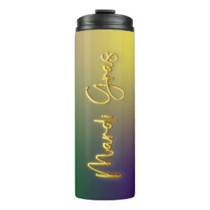 Mardi Gras Yellow, Purple, Green Thermal Tumbler