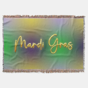Mardi Gras Yellow, Purple, Green Throw Blanket