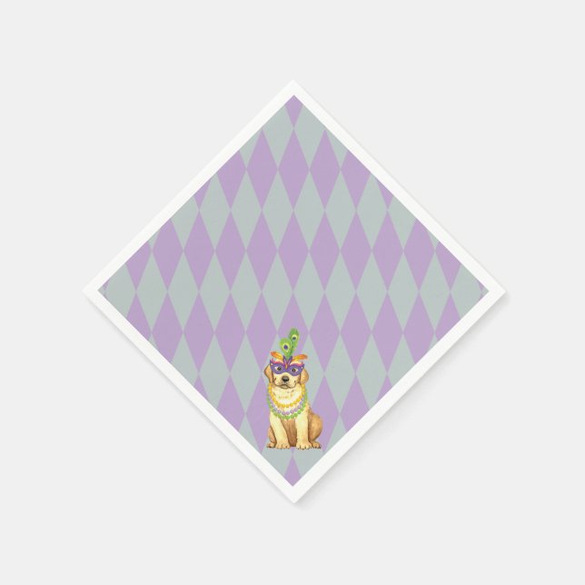 Mardi Gras YellowLab Napkin (Corner)
