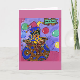 Mardi Gras Yorkie Poo Card