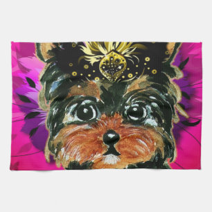 MARDI GRAS YORKIE POO TEA TOWEL