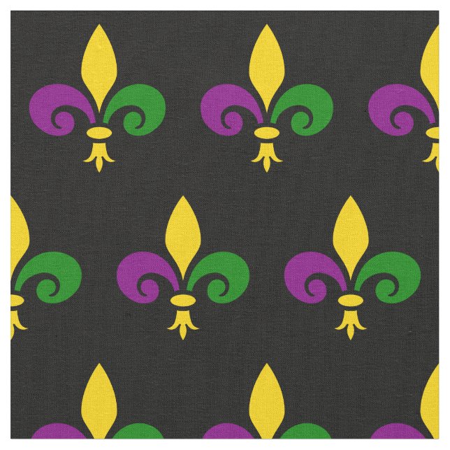 Mardi grass fleur-de-lis pattern fabric (Close Up)