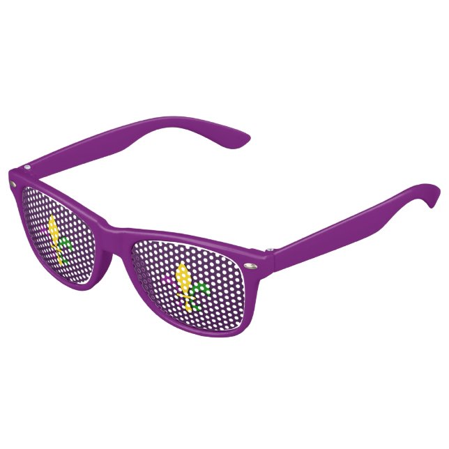 Mardi grass fleur-de-lys kids sunglasses (Angled)