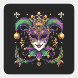 Mardi Grass Y’all – Celebrate Carnival Season New Square Sticker