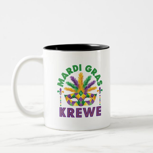Mardi Graw Krewe Parade Party Festival Two-Tone Coffee Mug (Left)