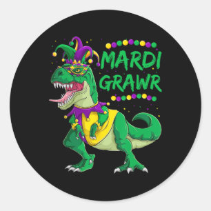 Mardi Grawr Dino Jester Outfit  Classic Round Sticker