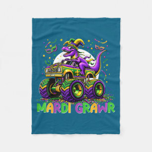 Mardi Grawr Dinosaur Monster Truck Graphic Art Fleece Blanket