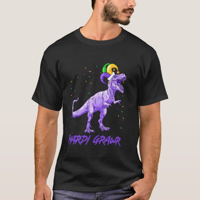 Mardi Grawr Funny Mardi Gras Parade Carnival Dinos T-Shirt (Front)