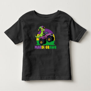 Mardi Grawr Monster Truck Dinosaur Mardi Gras Toddler T-Shirt